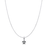 Sea Turtle Pendant Oxidized Cable Chain Necklace 925 Sterling Silver