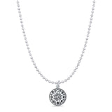 Moon Phase Pendant Oxidized Bead Chain Necklace 925 Sterling Silver