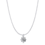 Spider Web Pendant Oxidized Bead Chain Necklace 925 Sterling Silver