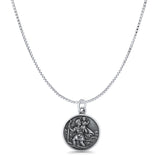Saint Christopher Pendant Oxidized Box Chain Necklace 925 Sterling Silver