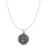 Saint Christopher Pendant Oxidized Cable Chain Necklace 925 Sterling Silver