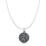 Saint Christopher Pendant Oxidized Rolo Chain Necklace 925 Sterling Silver