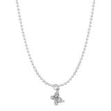 Butterfly Pendant Oxidized Bead Chain Necklace 925 Sterling Silver