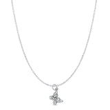Butterfly Pendant Oxidized Cable Chain Necklace 925 Sterling Silver