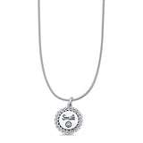 Smile Happy Face Pendant Oxidized Snake Chain Necklace 925 Sterling Silver