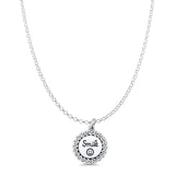 Smile Happy Face Pendant Oxidized Rolo Chain Necklace 925 Sterling Silver