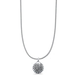 Seashell Pendant Oxidized Snake Chain Necklace 925 Sterling Silver