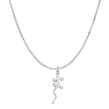 Lizard Gecko Pendant Oxidized Box Chain Necklace 925 Sterling Silver