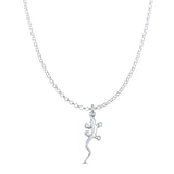 Lizard Gecko Pendant Oxidized Rolo Chain Necklace 925 Sterling Silver