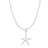 Starfish Pendant Necklace Oxidized Bead Chain 925 Silver