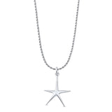 Starfish Pendant Oxidized Rope Chain Necklace 925 Sterling Silver