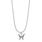 Butterfly Pendant Oxidized Rope Chain Necklace 925 Sterling Silver
