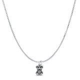Teddy Bear Pendant Oxidized Box Chain Necklace 925 Sterling Silver