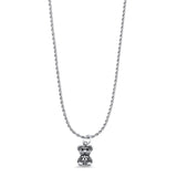 Teddy Bear Pendant Oxidized Rope Chain Necklace 925 Sterling Silver