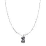 Teddy Bear Pendant Oxidized Rolo Chain Necklace 925 Sterling Silver