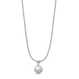 Seashell Pendant Oxidized Rope Chain Necklace 925 Sterling Silver