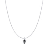 Pinecone Pendant Oxidized Cable Chain Necklace 925 Sterling Silver