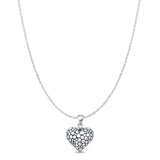 Bubble Heart Pendant Oxidized Cable Chain Necklace 925 Sterling Silver