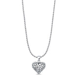 Bubble Heart Pendant Oxidized Rope Chain Necklace 925 Sterling Silver