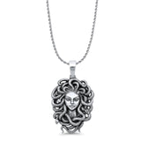 Medusa Pendant Oxidized Rope Chain Necklace 925 Sterling Silver