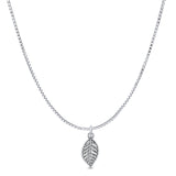 Minimalist Leaf Pendant Oxidized Box Chain Necklace 925 Sterling Silver