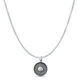 Sun Face Pendant Oxidized Box Chain Necklace 925 Sterling Silver