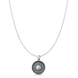 Sun Face Pendant Oxidized Cable Chain Necklace 925 Sterling Silver