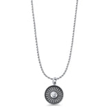 Sun Face Pendant Oxidized Rope Chain Necklace 925 Sterling Silver
