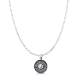 Sun Face Pendant Oxidized Rolo Chain Necklace 925 Sterling Silver