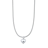 Puffy Heart Pendant Oxidized Snake Chain Necklace 925 Sterling Silver