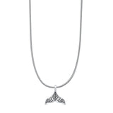 Whale Tail Pendant Oxidized Snake Chain Necklace 925 Sterling Silver