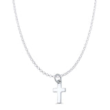 Cross Pendant Oxidized Rolo Chain Necklace 925 Sterling Silver