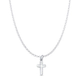 Cross Pendant Oxidized Rolo Chain Necklace 925 Sterling Silver