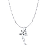 Fairy Pendant Oxidized Bead Chain Necklace 925 Sterling Silver