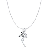 Fairy Pendant Oxidized Cable Chain Necklace 925 Sterling Silver