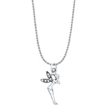 Fairy Pendant Oxidized Rope Chain Necklace 925 Sterling Silver