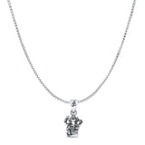 Lord Ganesha Pendant Oxidized Box Chain Necklace 925 Sterling Silver