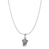 Lord Ganesha Pendant Oxidized Bead Chain Necklace 925 Sterling Silver