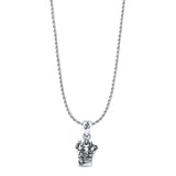 Lord Ganesha Pendant Oxidized Rope Chain Necklace 925 Sterling Silver