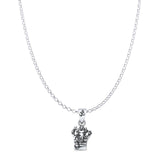 Lord Ganesha Pendant Oxidized Rolo Chain Necklace 925 Sterling Silver