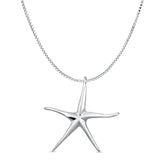 Starfish Pendant Oxidized Box Chain Necklace 925 Sterling Silver