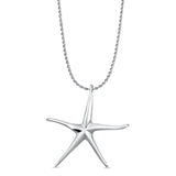 Starfish Pendant Oxidized Rope Chain Necklace 925 Sterling Silver