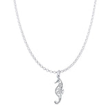 Seahorse Pendant Oxidized Rolo Chain Necklace 925 Sterling Silver
