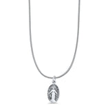 Oval Virgin Mary Pendant Oxidized Snake Chain Necklace 925 Sterling Silver