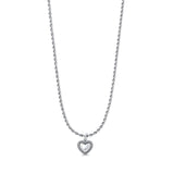 Double Heart Pendant Oxidized Rope Chain Necklace 925 Sterling Silver