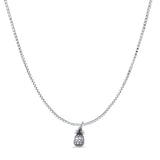 Pineapple Pendant Oxidized Box Chain Necklace 925 Sterling Silver