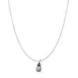 Pineapple Pendant Oxidized Cable Chain Necklace 925 Sterling Silver