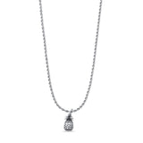 Pineapple Pendant Oxidized Rope Chain Necklace 925 Sterling Silver
