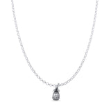 Pineapple Pendant Oxidized Rolo Chain Necklace 925 Sterling Silver