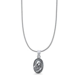 Virgin Mary Pendant Oxidized Snake Chain Necklace 925 Sterling Silver
